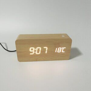 COPY - Square Wooden Digital LED Desk Alarm Clock Thermometer Calendar